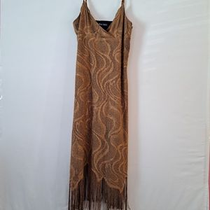 Gold Shimmery Sparkling Long Ball Gown Full Length Dress